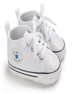 First Walker Canvas shoes crib Baby High Top Ankle shoes Boy and Girl White